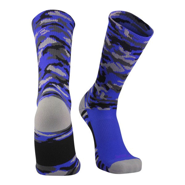 TCK Baseline Camo Crew Lacrosse Sock - Royal Blue - Top String Lacrosse