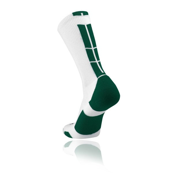 TCK Baseline 3.0 Crew Lacrosse Sock - White/Forest Green